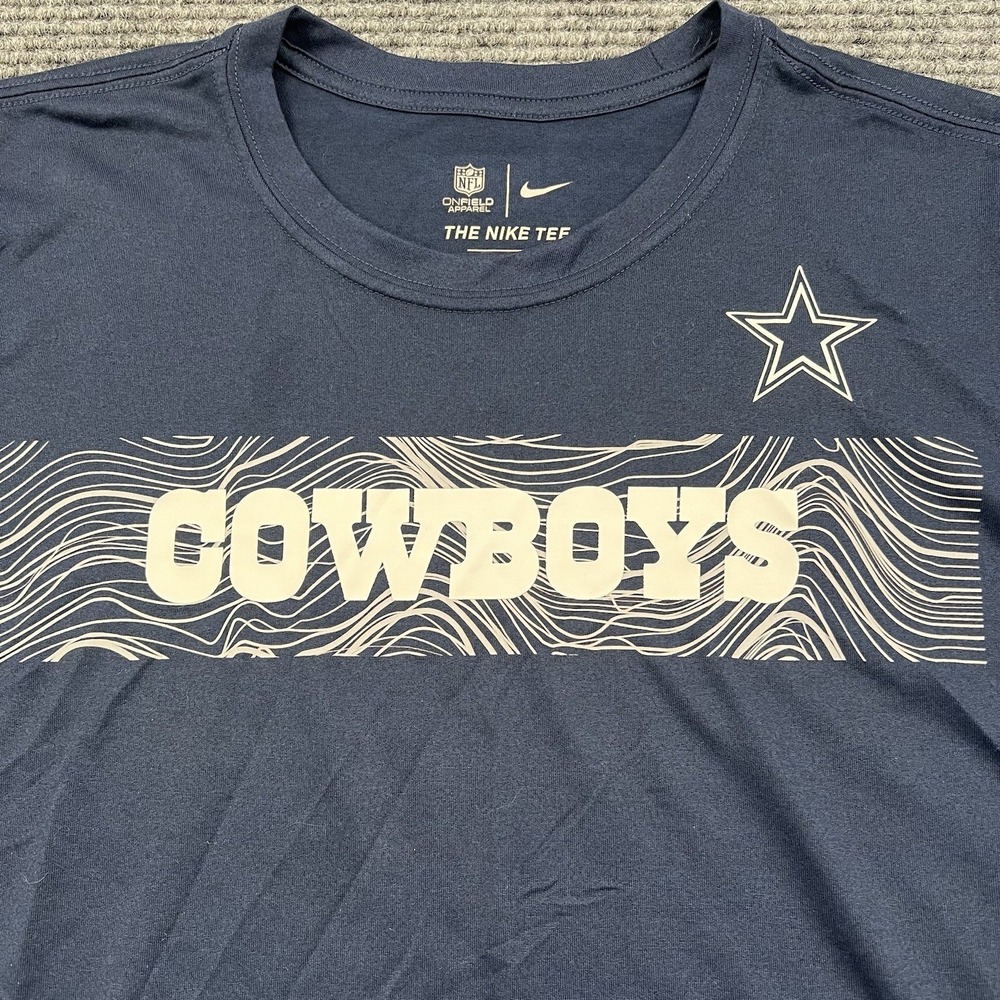 Nike Dallas Cowboys Dri Fit T Shirt Athletic Cut Men's Size Large Navy Blue